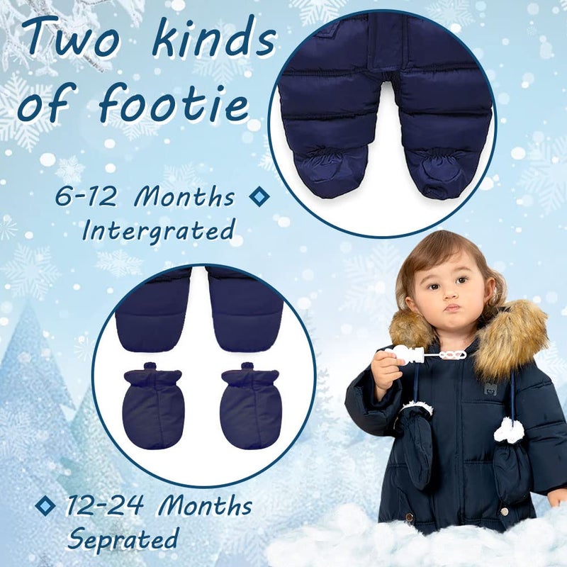 XIFAMNIY Baby Girls and Boys Snowsuit Winter suits Jumpsuit Outwear Hooded Footie Snow suits - Image 2